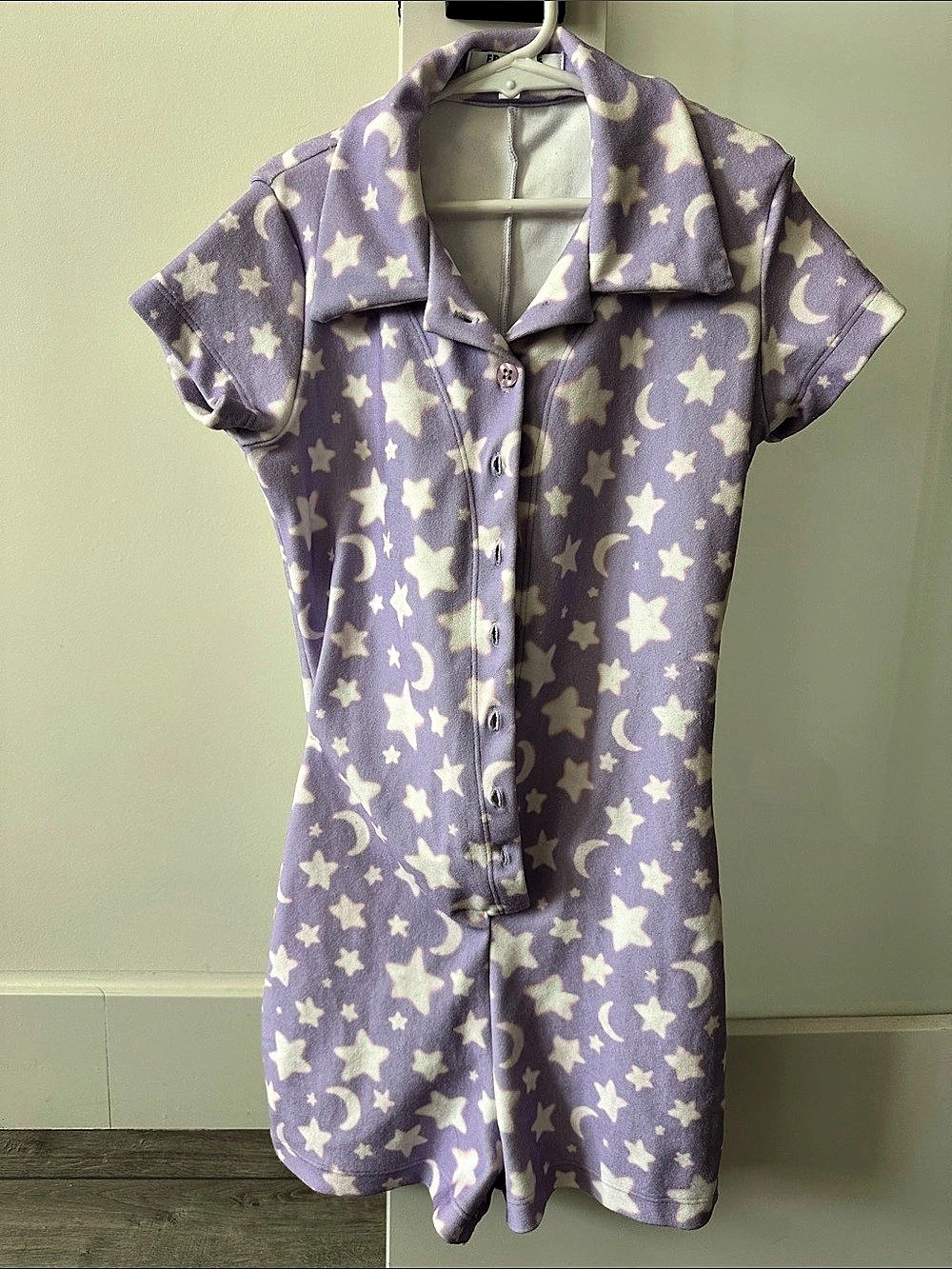 Frankie’s Bikinis Purple Star & Moon Romper Like New XS